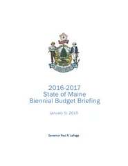 20162017State of MaineBiennial Budget BriefingJanuary 9, 2015