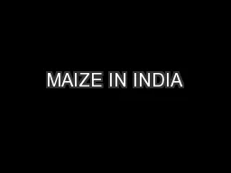 MAIZE IN INDIA