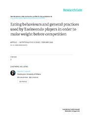 EatingbehavioursandgeneralpracticesusedbyTaekwondoplayersinordertomake