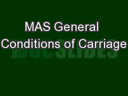 MAS General Conditions of Carriage