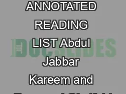  TEXAS LONE STAR ANNOTATED READING LIST Abdul Jabbar Kareem and Raymond Obstfeld