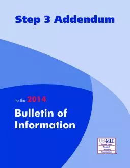 Bulletin of Information Step  Addendum to the                                   
