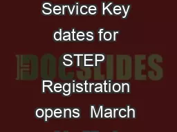 Guide for students  Admissions Testing Service Key dates for STEP  Registration opens