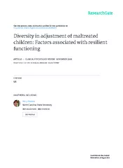 Diversityinadjustmentofmaltreatedchildren:Factorsassociatedwithresilie