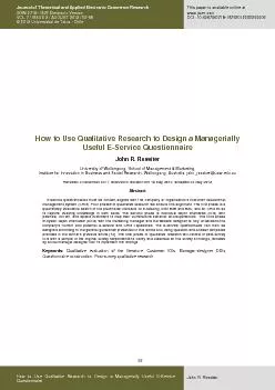 John R. Rossiter How to Use Qualitative Research to Design a Manageria