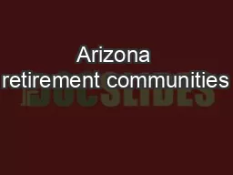 Arizona retirement communities