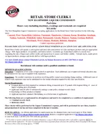  RETAIL STORE CLERK I NEW HAMPSHIRE LIQUOR COMMISSION Part time Hours vary including daytimes