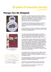 Wombat Protection Society of Australia Ltd Mange Can Be Stopped 
...