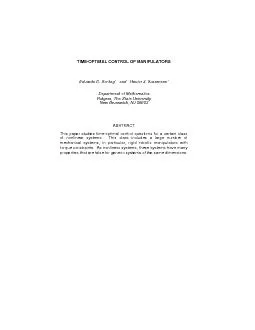 TIME-OPTIMAL CONTROL OF MANIPULATORSEduardo D. Sontag*and Hector J. Su