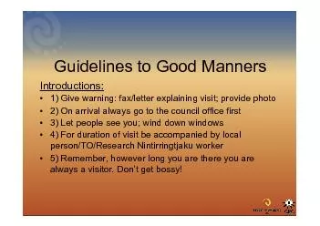 Guidelines to Good MannersIntroductions: