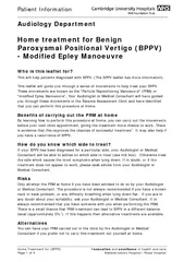 Patient Information       Home Treatment for (BPPV)                 In