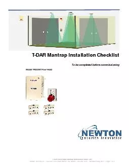 T-DAR Four-Head Mantrap Installation Check List Newton Security Inc. -