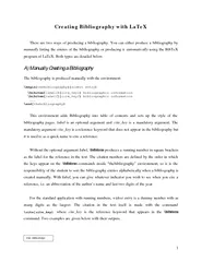 Creating Bibliography with LaTeX   There are two ways of producing a b