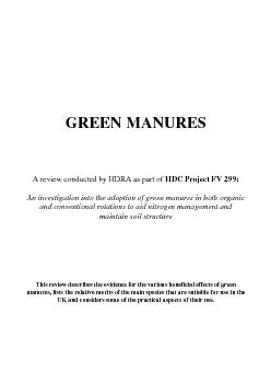 GREEN MANURES   A review conducted by HDRA