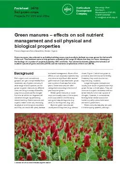 increased use of green manures. A grown as green manures as different
