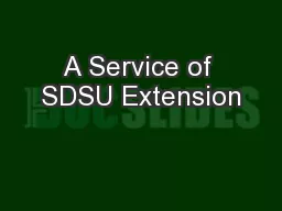A Service of SDSU Extension