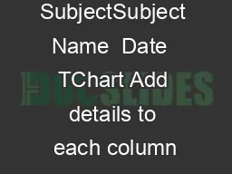 SubjectSubject Name  Date  TChart Add details to each column