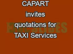 CAPART invites quotations for TAXI Services 