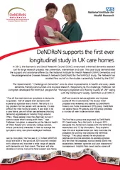 DeNDRoN supports the rst ever longitudinal study in UK care homesbig