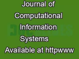 Journal of Computational Information Systems     Available at httpwww
