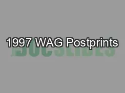 1997 WAG Postprints—San Diego, California