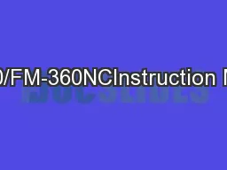 FM-360/FM-360NCInstruction Manual