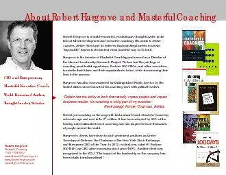 Robert Hargrove is a world-renowned, revolutionary thought leader in t