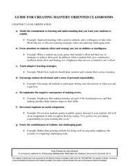 GUIDE FOR CREATING MASTERY ORIENTED CLASSROOMSCHAPTER 7: GOAL ORIENTAT