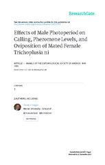 Effects of Male Photoperiod on Calling, Pheromone Levels, and Oviposit