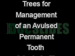  AMERICAN ACADEMY OF PEDIATRIC DENTISTRY RESOURCE SECTION  Decision Trees for Management of an Avulsed Permanent Tooth  Adapted with permission from McIntyre J Lee J Trope M Vann WJ Permanent tooth re