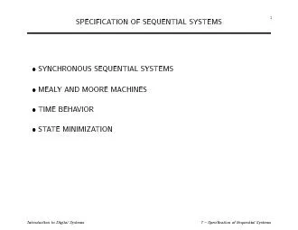 1SPECIFICATIONOFSEQUENTIALSYSTEMSSYNCHRONOUSSEQUENTIALSYSTEMSMEALYAN