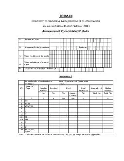 FORM LII DEPARTMENT OF COMMERCIAL TAXES GOVERNMENT OF UTTAR PRADESH  See sub rule of Rule  of U