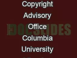 Fair Use Checklist Copyright Advisory Office Columbia University Libraries Kenneth D