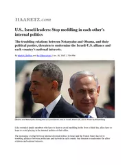 U.S., Israeli leaders: Stop meddling in each other's internal politics