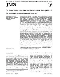 DoWaterMoleculesMediateProtein-DNARecognition?DepartmentofChemistryInd