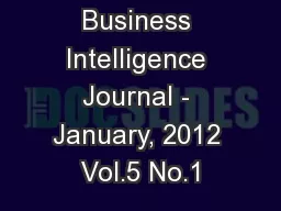 Business Intelligence Journal - January, 2012 Vol.5 No.1