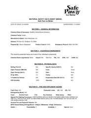 MATERIAL SAFETY DATA SHEET (MSDS) Safe Paw Ice Melter DATE OF ISSUE: 0