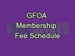 GFOA Membership Fee Schedule