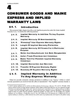 Last Revised 03/03/04 4 CONSUMER GOODS AND MAINE EXPRESS AND IMPLIED W