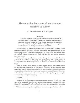 Meromorphicfunctionsofonecomplexvariable.AsurveyA.EremenkoandJ.K.Langl