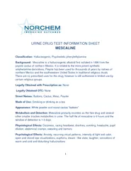 URINE DRUG TEST INFORMATION SHEET