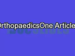 OrthopaedicsOne Articles