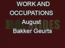   WORK AND OCCUPATIONS  August  Bakker Geurts