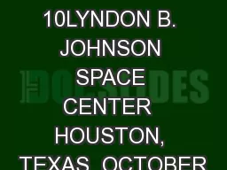 VOL. 41  NO. 10LYNDON B. JOHNSON SPACE CENTER  HOUSTON, TEXAS  OCTOBER