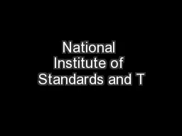 National Institute of Standards and T
