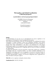 Metropolises and Global Coordination A Historical perspective  Lise BO