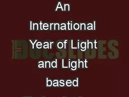 PROSPECTUS An International Year of Light and Light based Technologies          