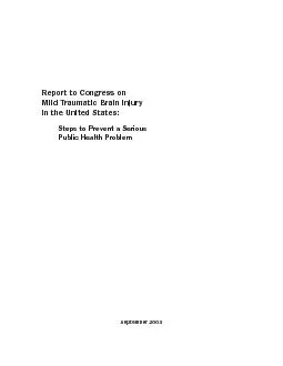Report to Congress on Mild Traumatic Brain Injury in the United States