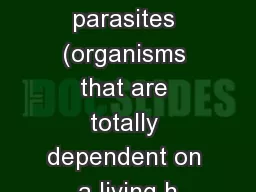obligate parasites (organisms that are totally dependent on a living h