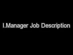 I.Manager Job Description